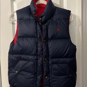 POLO. Ralph Lauren kids reversible Dark Blue and Red Puffer Vest👍
